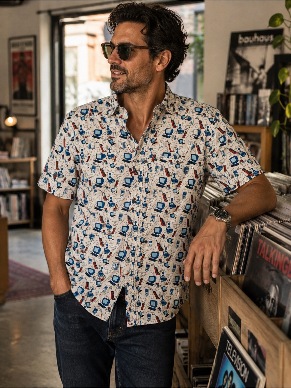 Original Penguin by Munsingwear Heritage Slim Fit Gaming Print Button Front XL
